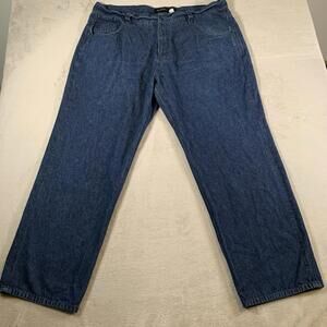 VTG Y2K Rocawear Jeans Mens 43x32 Blue Baggy Dark Wash Wide‎ Leg High Rise Denim